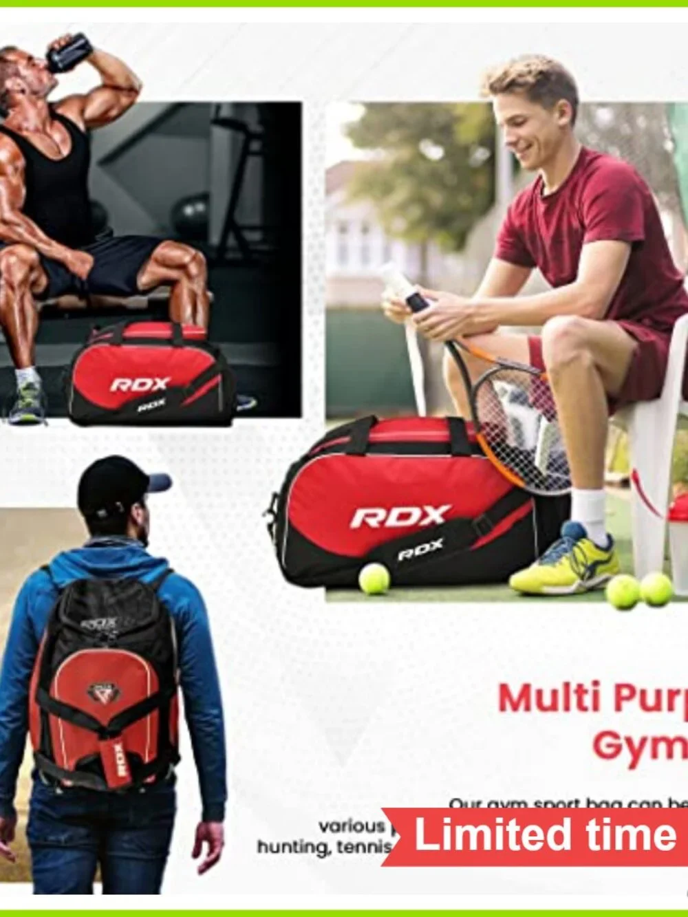 50L Gym Bag Backpack Duffle with Shoe Compartment Water Resistant Cordura Travel